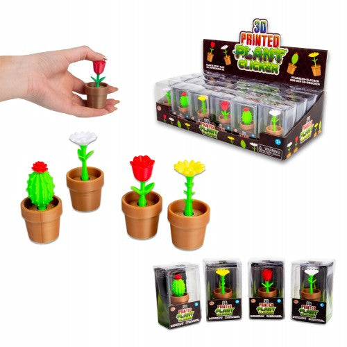 3D printed plant clicker fidget, mini potted plants in assorted red green yellow