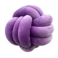 Purple knot ball cushion with soft plush braided loops and rounded knots