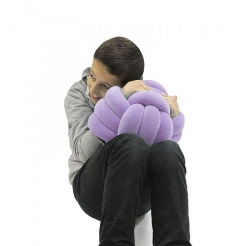 Purple knot ball cushion, plush braided design with cushioned knots