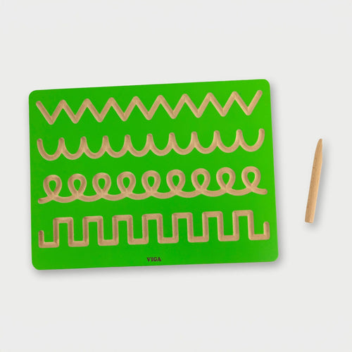 Green early writing tracing board with number and line practice patterns
