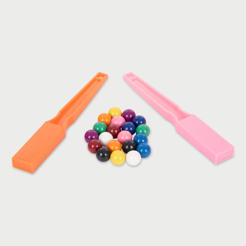 Magnetic wands and marbles set: orange & pink wands with colorful marbles
