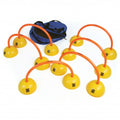 Set of 6 orange-and-yellow arched targets with yellow bases and MasterPlay logos