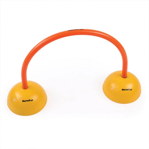 Orange and yellow plastic target set with two arched bases, MasterPlay logo on each pad