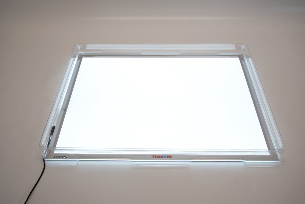 Clear acrylic light panel cover with empty illuminated window and visible side tabs