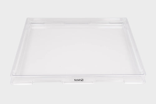 Transparent light panel cover with clear acrylic frame and empty illuminated window