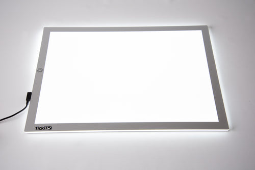A3 light panel with blank glowing screen and TickiT label