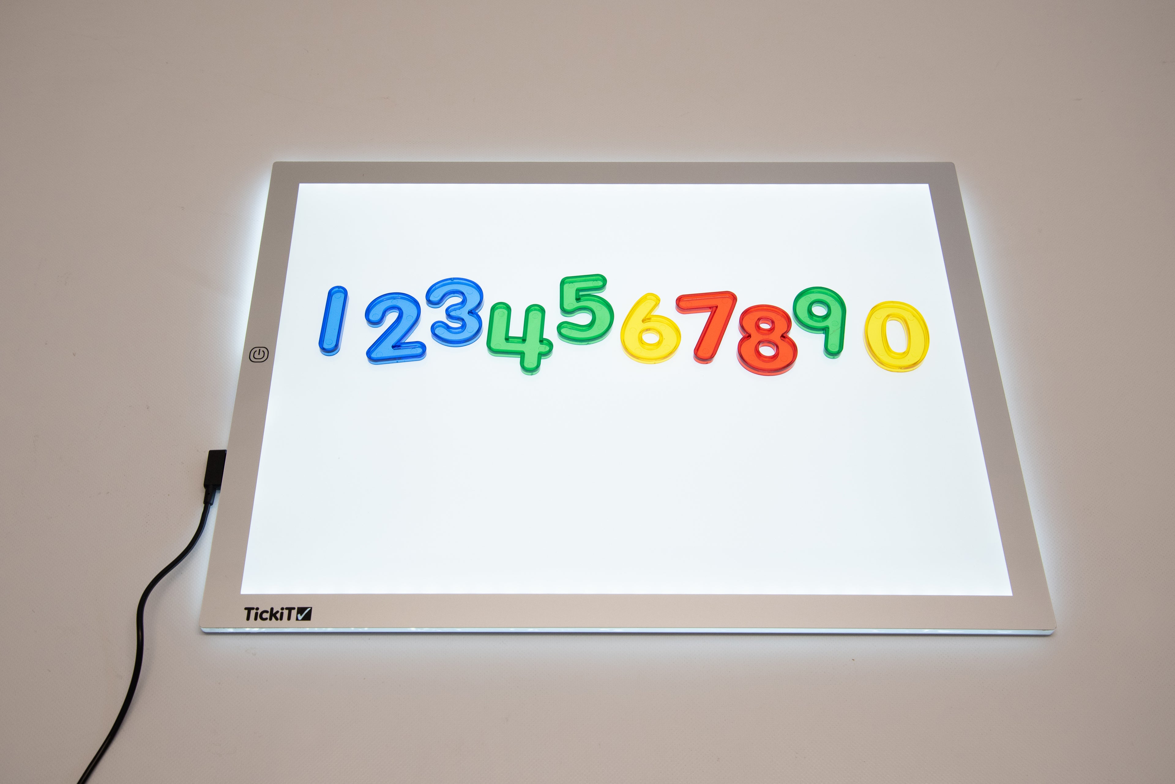 A3 light panel showing multicolored numbers across the glowing screen