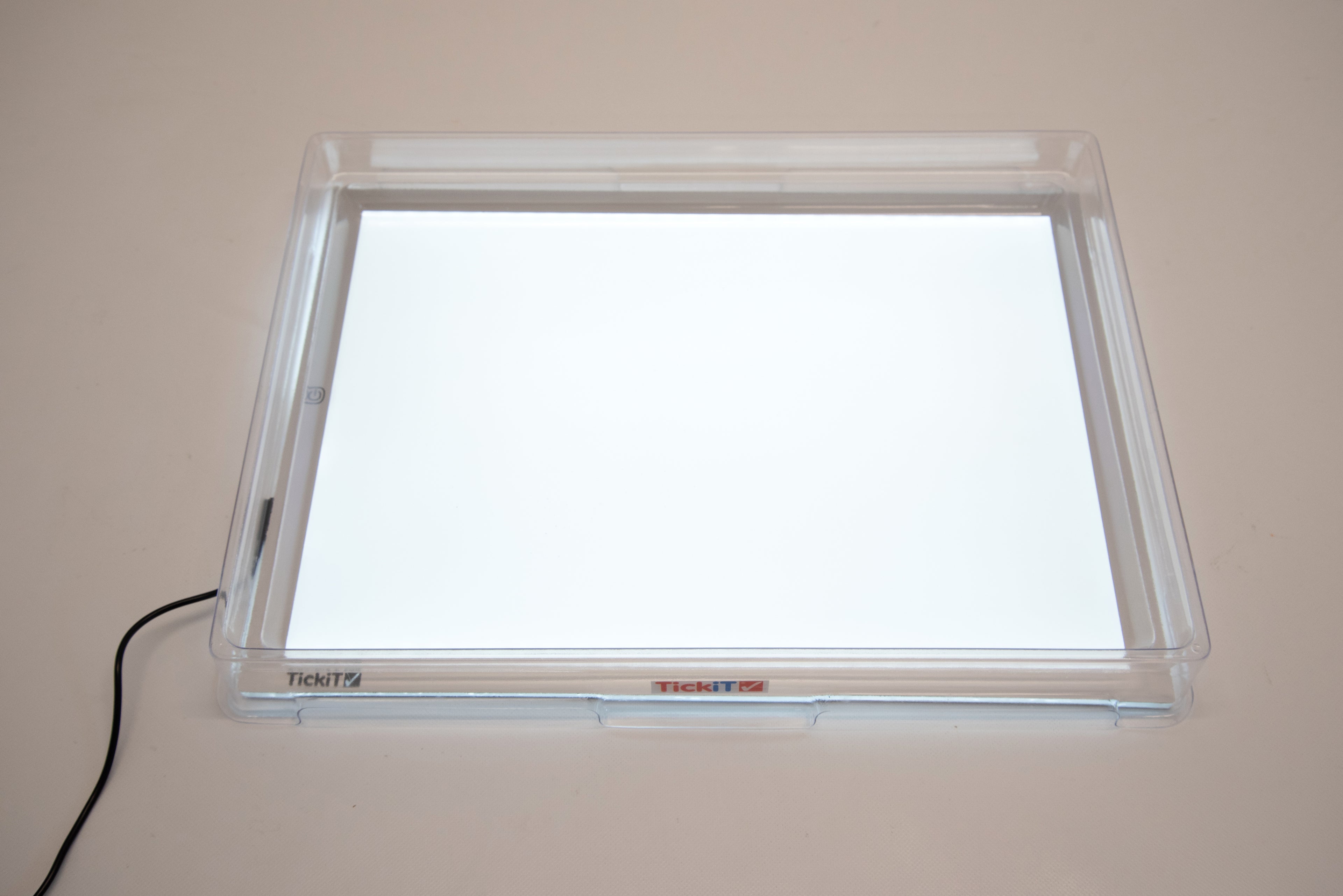 A3 light panel with cover, clear acrylic tray with bright white light and TickiT label