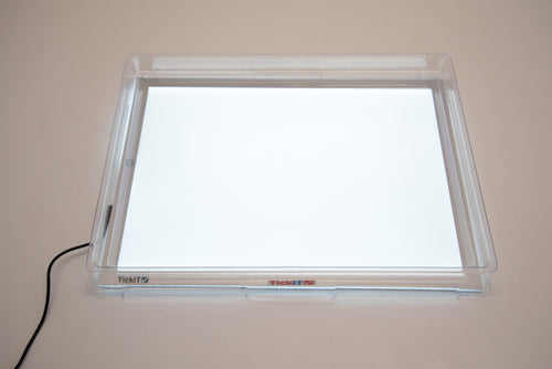 Clear A3 light panel cover frame with white diffusion area, top view.