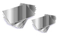 Set of silver A6 plastic mirror sheets with stacked reflective panels