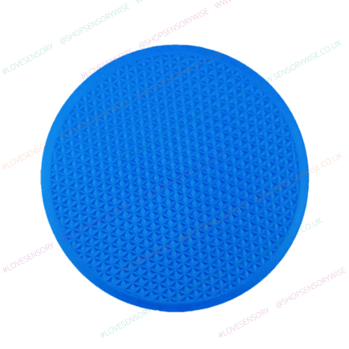 Textured space marker disc, blue round with raised triangle dot pattern