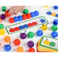 Color sequencing bugs set with colorful bug pieces and shape matching cards