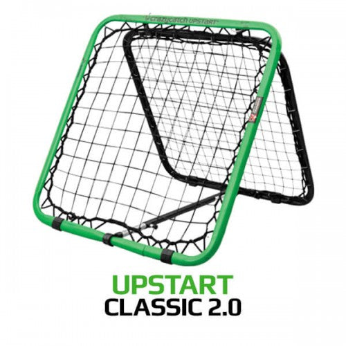 Square rebound net with green frame and black mesh, portable sports goal style