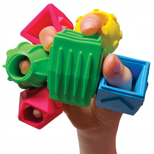 Colorful plastic sensory fidget blocks with ridged and cube shapes