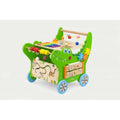 Green and blue crocodile activity walker toy with beads, gears, and spinning wheels
