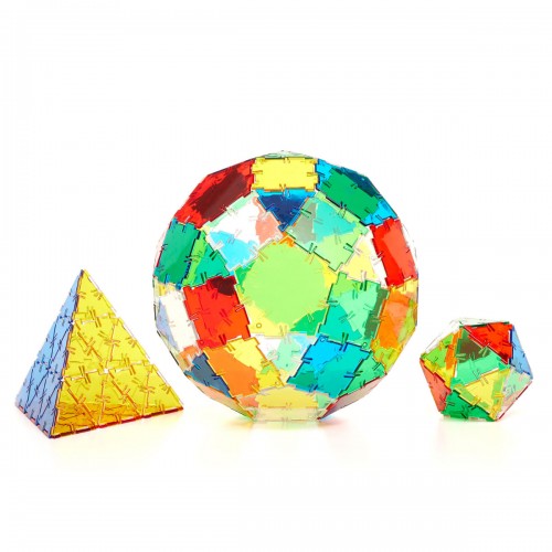 Crystal Polydron basic set with multicolor geometric ball and polygon pieces