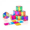 Crystal-style polydron set of colorful transparent blocks, cubes and panels