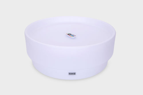 Lavender glow low table with small remote control on top