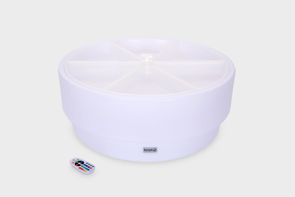 Lavender glow low table with top diffuser panels and glowing base