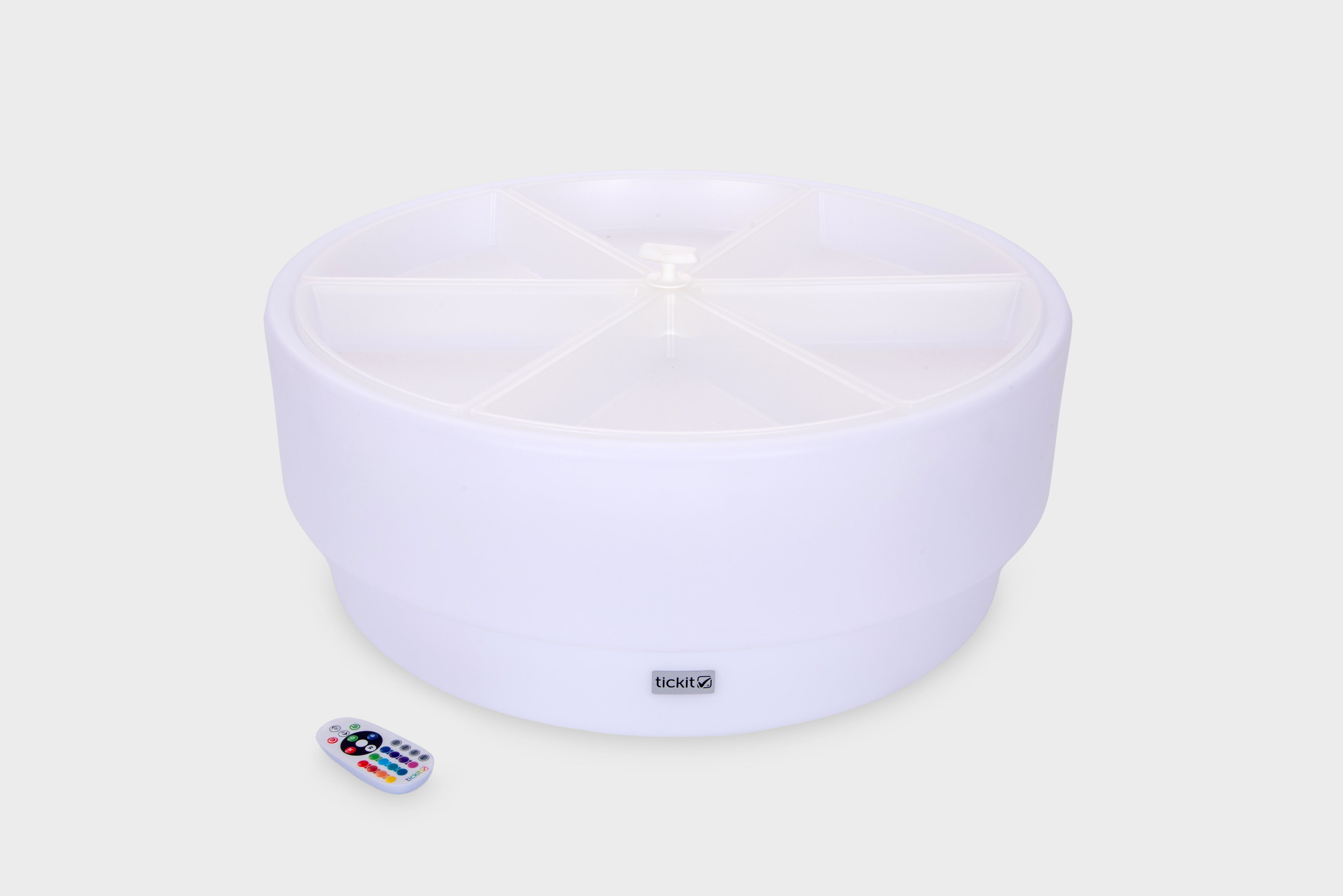 Lavender glow low table with top diffuser panels and glowing base