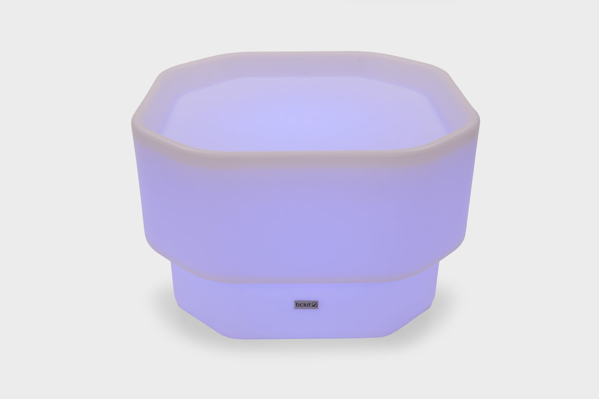 Purple mini round table with glow base and small center logo