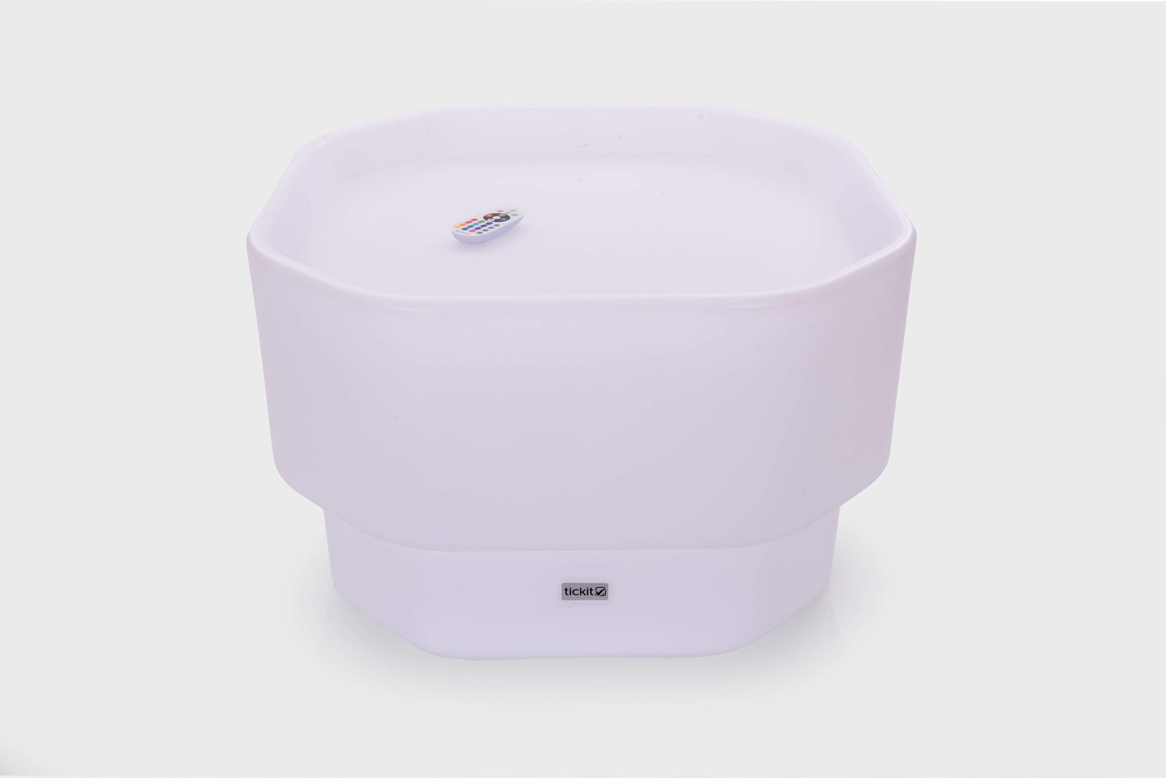 Lavender mini round table with glow base and small center logo