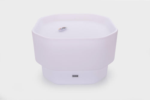 Lavender mini round table with glow base and small center logo