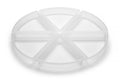 Set of 6 round plastic discovery trays with six divided compartments, white