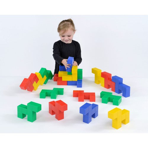 Colorful interlocking building block set with small animal-shaped pieces
