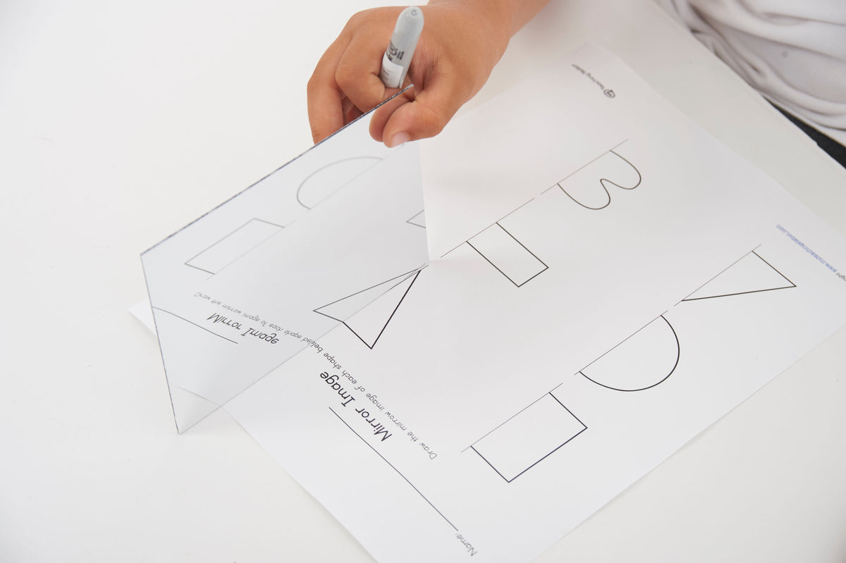 Double-sided mirror sheet, 150 x 100 mm, clear reflective cutting template