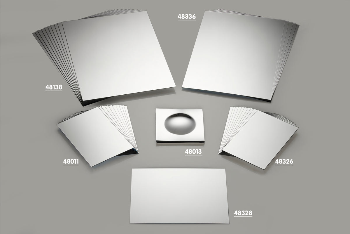 Double-sided mirror sheets, multiple rectangular reflective pieces