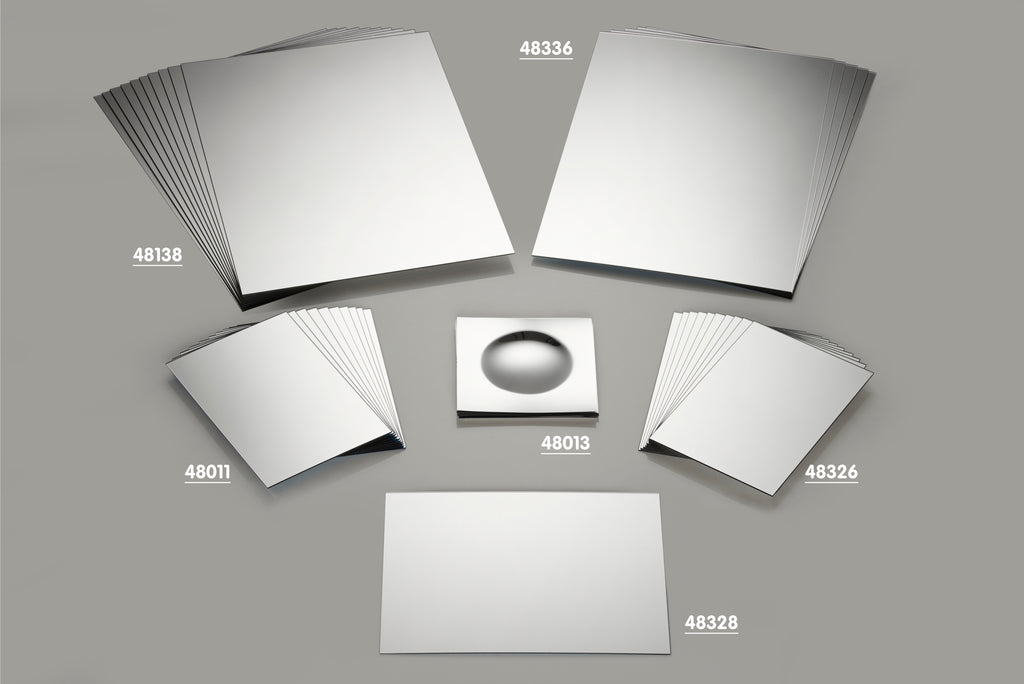 Double-sided mirror sheets, 300 x 200mm rectangles
