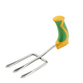 Easi-Grip fork with green-and-yellow handle and three chrome tines