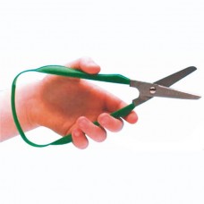 Rounded-blade scissors with green grip loop handle