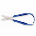 Rounded-blade scissors with blue finger-grip loop handle