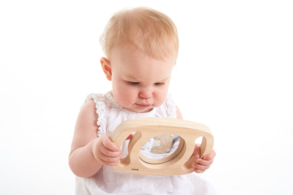 Light wood double-sided mirror with convex and concave lenses in an oval frame