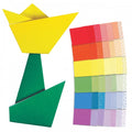 Economy origami folded paper sculpture in green with yellow top
