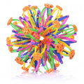 Expandable ball toy with multicolor plastic spring rods and orange caps