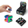 Fidgix spinning cube fidget, iridescent rainbow cube with finger grip