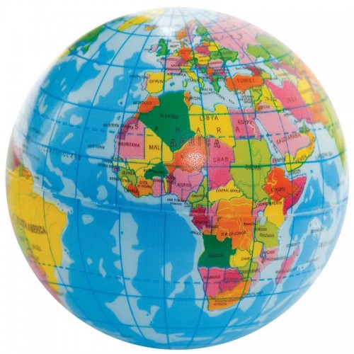 Foam Earth globe ball with colorful map print