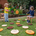 Giant emotions fishing game with smiling face discs and long fishing poles