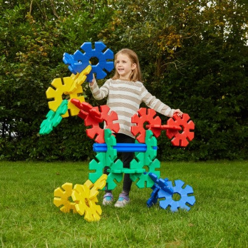 Giant interlocking gear building set with 20 large colorful pieces