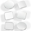 Giant Polydron mirror set: round and rounded-corner square mirror pieces, reflective