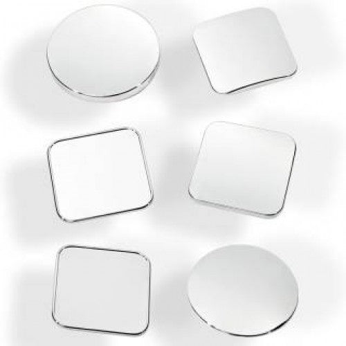 Giant Polydron mirror set: round and rounded-corner square mirror pieces, reflective