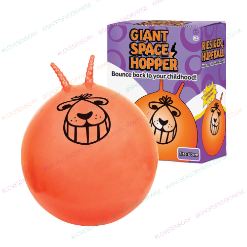 Giant orange retro space hopper ball, 80cm bounce-back for childhood play