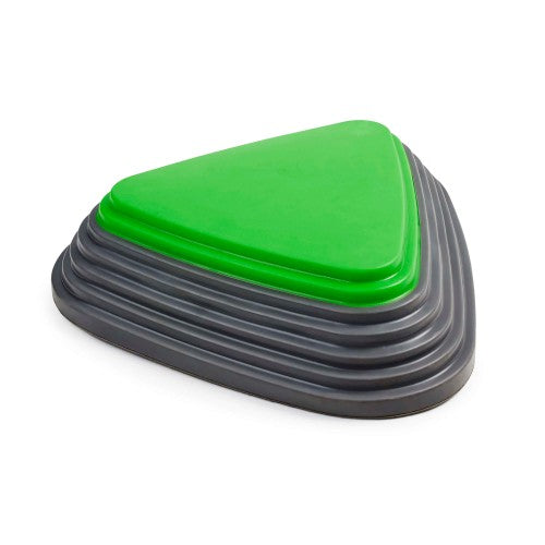 Green and dark gray spring balance rocker toy with curved top