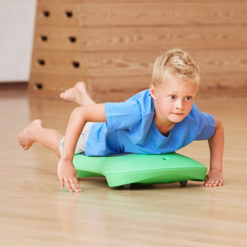 Green floor surfer body board, rounded wedge for floor play and stability