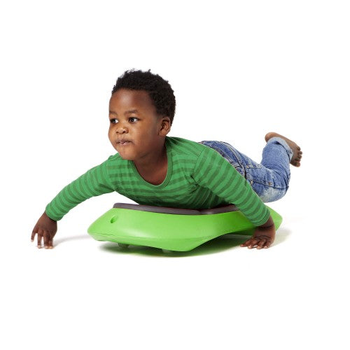 Bright green floor surfer body board for crawling and balance training