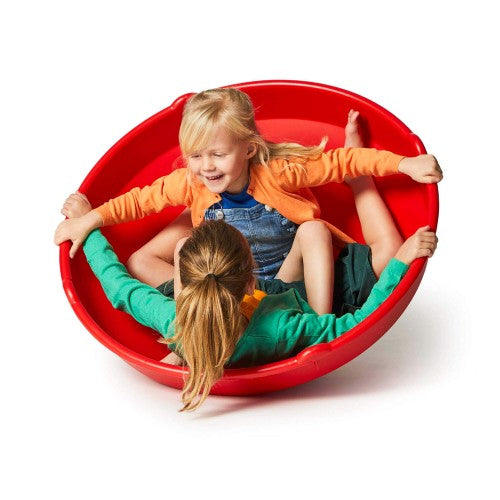 Red soft ball-pit basin for interactive play and crawling activities