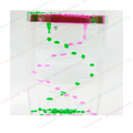 Clear liquid motion tumbler with green and pink gel beads